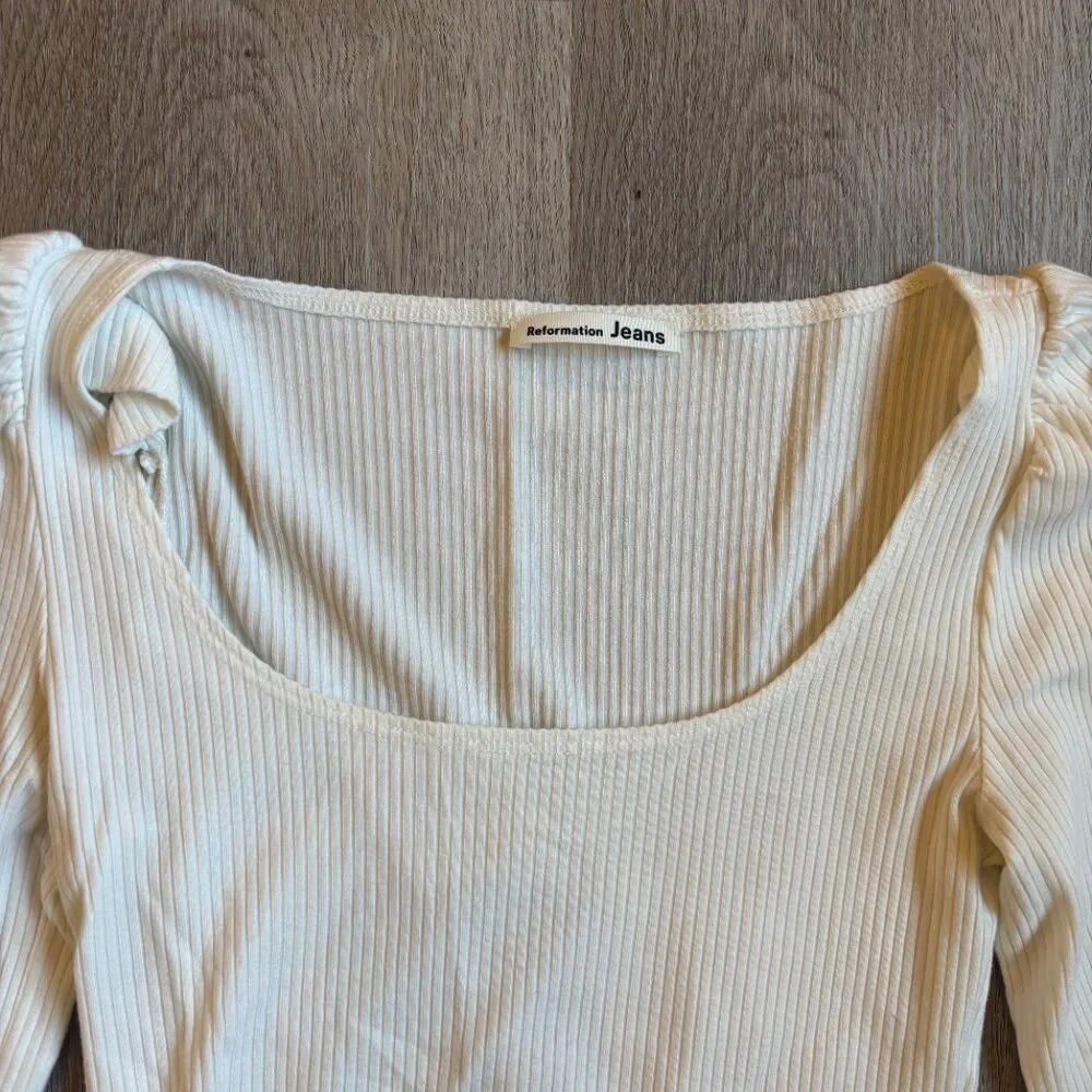 NWOT Reformation Jeans Ribbed Vita Top in White XS - Picture 7 of 9